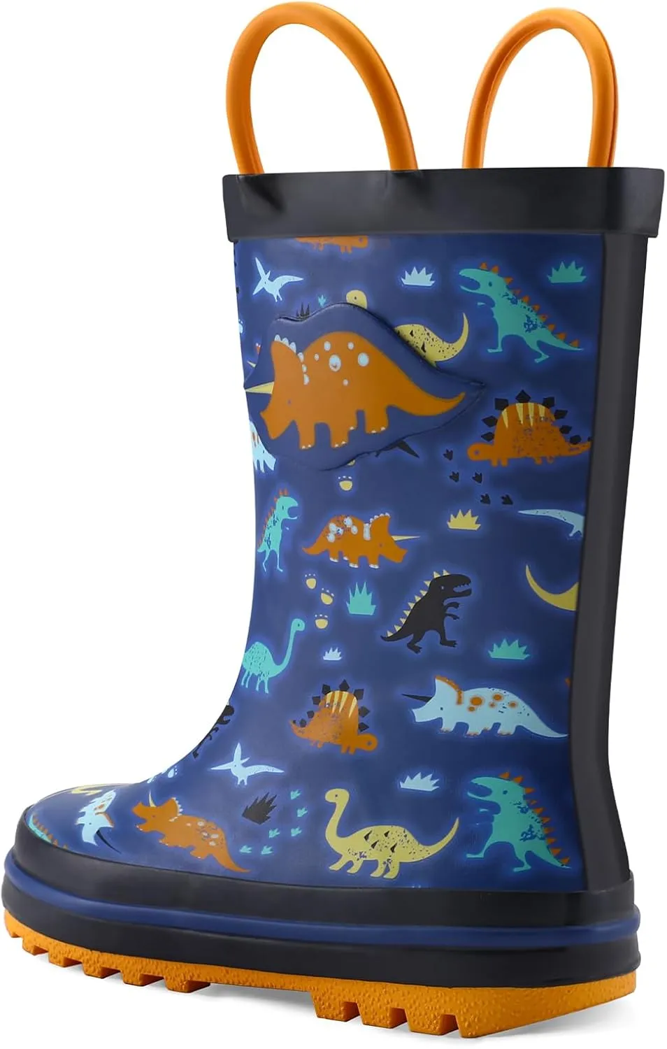 mysoft Kids Rain Boots for Girls Boys Toddler Waterproof Rubber Cute Printed with Easy-On Handles