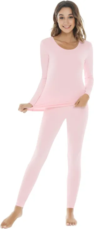 NACHILA Thermal Underwear for Women-Viscose Made from Bamboo,Soft Long Johns Set Base Layer Pajamas Set Long Sleeve Pjs