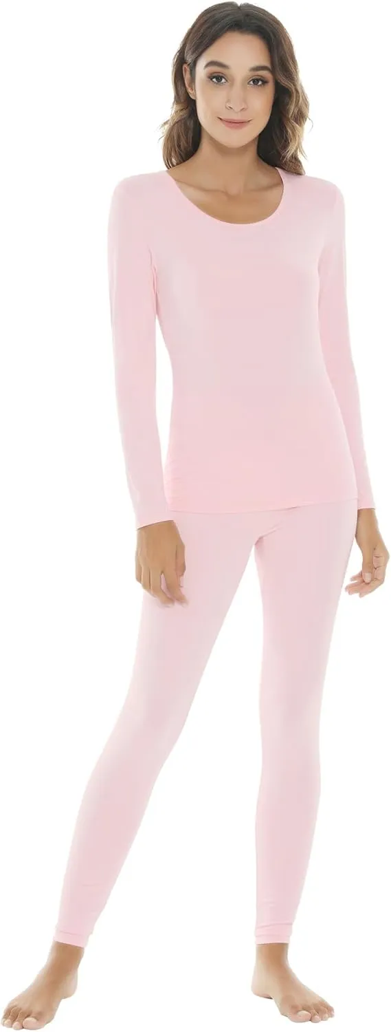 NACHILA Thermal Underwear for Women-Viscose Made from Bamboo,Soft Long Johns Set Base Layer Pajamas Set Long Sleeve Pjs