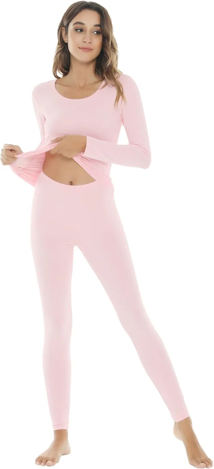 NACHILA Thermal Underwear for Women-Viscose Made from Bamboo,Soft Long Johns Set Base Layer Pajamas Set Long Sleeve Pjs