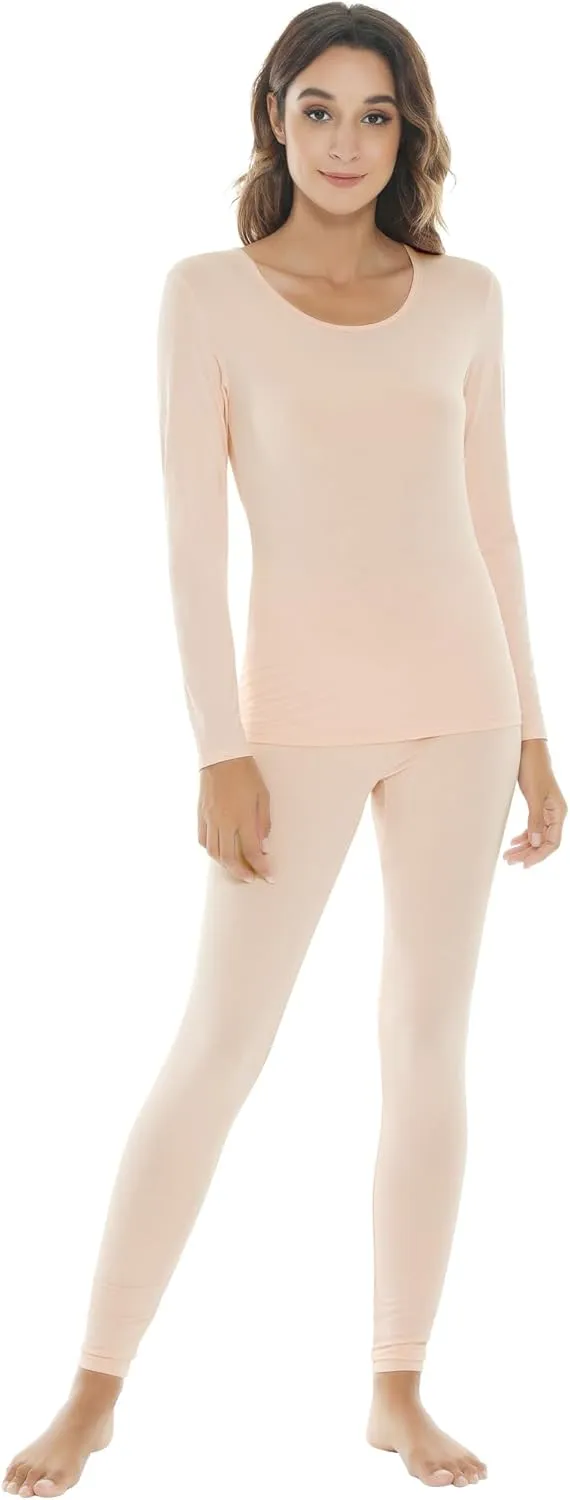 NACHILA Thermal Underwear for Women-Viscose Made from Bamboo,Soft Long Johns Set Base Layer Pajamas Set Long Sleeve Pjs