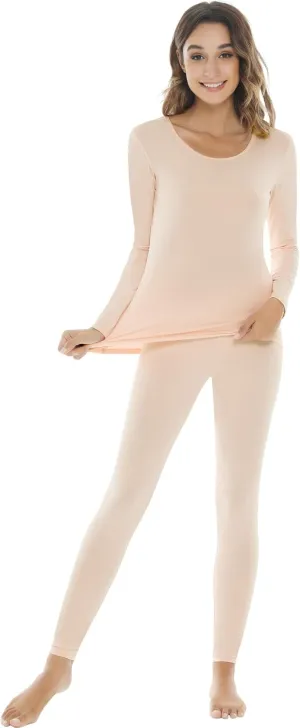NACHILA Thermal Underwear for Women-Viscose Made from Bamboo,Soft Long Johns Set Base Layer Pajamas Set Long Sleeve Pjs