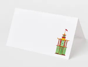 Nancy Nikko PAGODA Place Cards for Dinner Parties and Events. Table Tent Style, Scored for easy folding. Available in Packages of 12, 25, 50 (50)