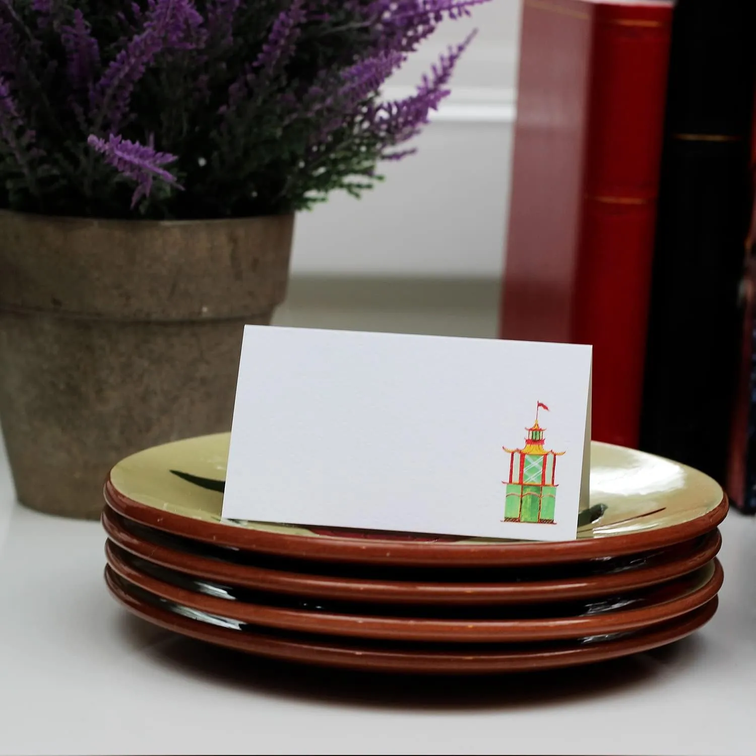 Nancy Nikko PAGODA Place Cards for Dinner Parties and Events. Table Tent Style, Scored for easy folding. Available in Packages of 12, 25, 50 (50)