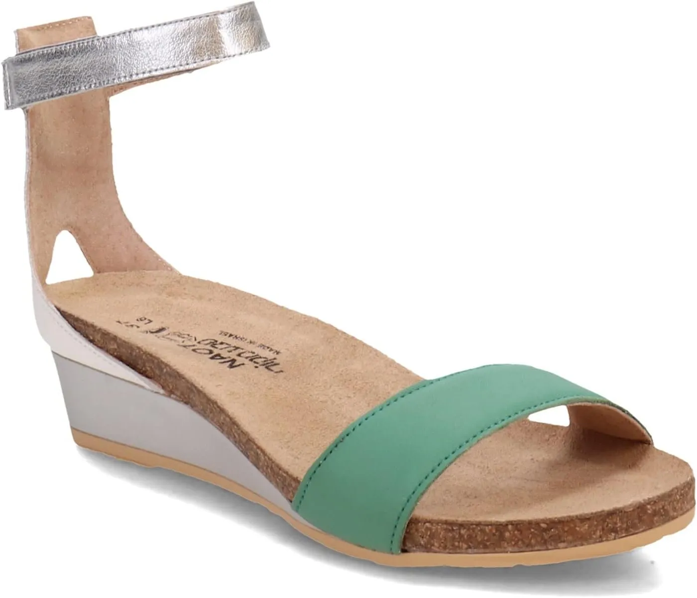 NAOT Footwear Women's Pixie Wedge Sandal with Cork Footbed and Arch Support Footbed - Adjustable Ankle Strap - Comfort and Support - Lightweight and Perfect for Travel - Narrow to Medium Fit