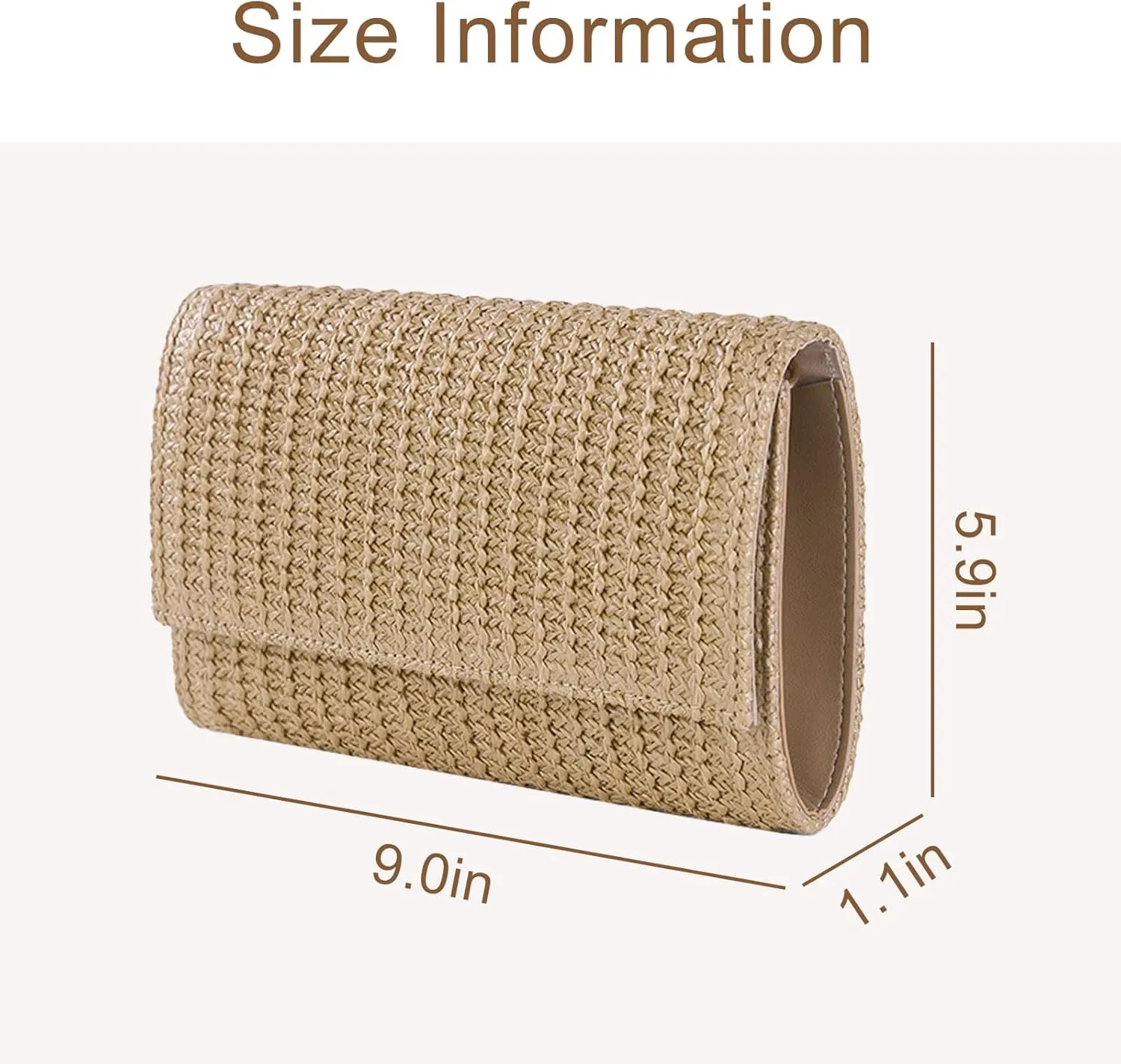 Natural Straw Flat Clutch Women 2025 Boho Purse Top Handle Crossbody Handbag Stylish Woven Envelope Wallet Evening
