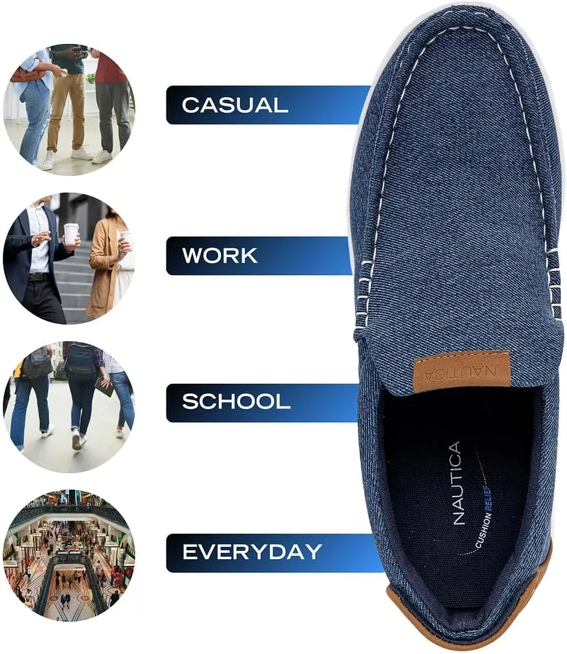 Nautica Men's Slip-On Loafers Casual Moc Toe Sneakers Boat Shoes Slipper for Men – Lightweight & Comfortable - Derwin