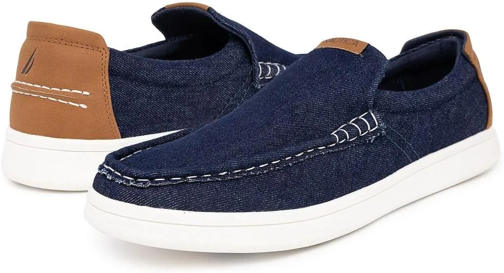 Nautica Men's Slip-On Loafers Casual Moc Toe Sneakers Boat Shoes Slipper for Men – Lightweight & Comfortable - Derwin
