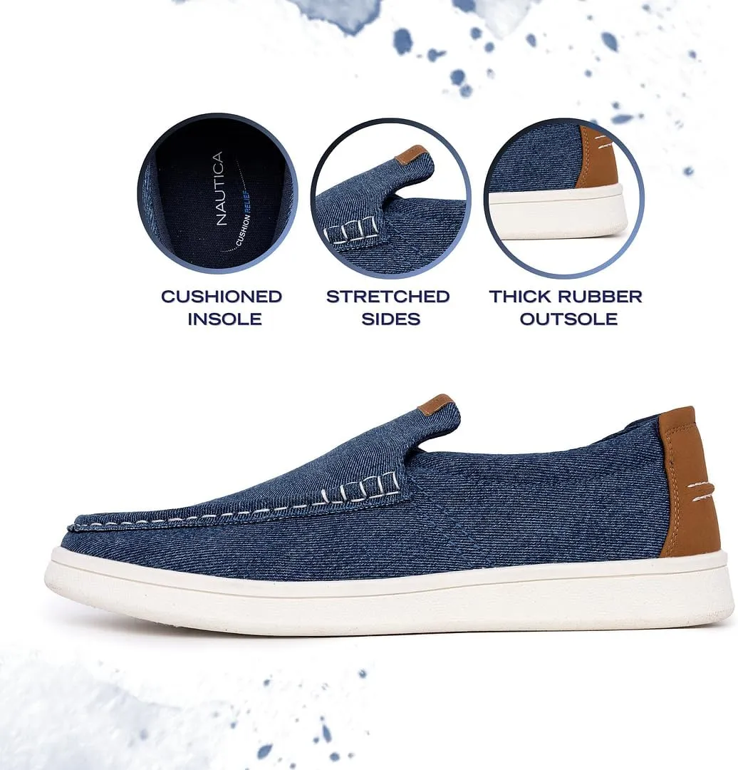 Nautica Men's Slip-On Loafers Casual Moc Toe Sneakers Boat Shoes Slipper for Men – Lightweight & Comfortable - Derwin