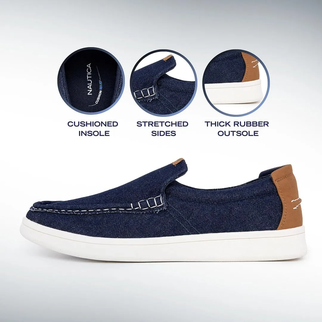 Nautica Men's Slip-On Loafers Casual Moc Toe Sneakers Boat Shoes Slipper for Men – Lightweight & Comfortable - Derwin