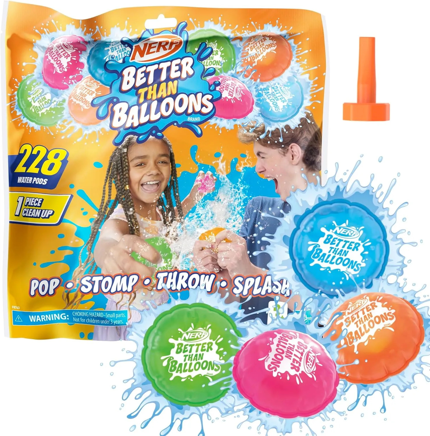 NERF Better Than Balloons Water Toys, 228 Pods, Easy 1 Piece Clean Up, Lots of Ways to Play, Backyard Water Fun, Gifts for Kids, Ages 3 