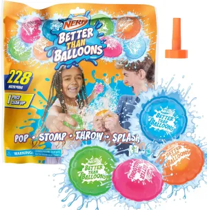 NERF Better Than Balloons Water Toys, 228 Pods, Easy 1 Piece Clean Up, Lots of Ways to Play, Backyard Water Fun, Gifts for Kids, Ages 3 
