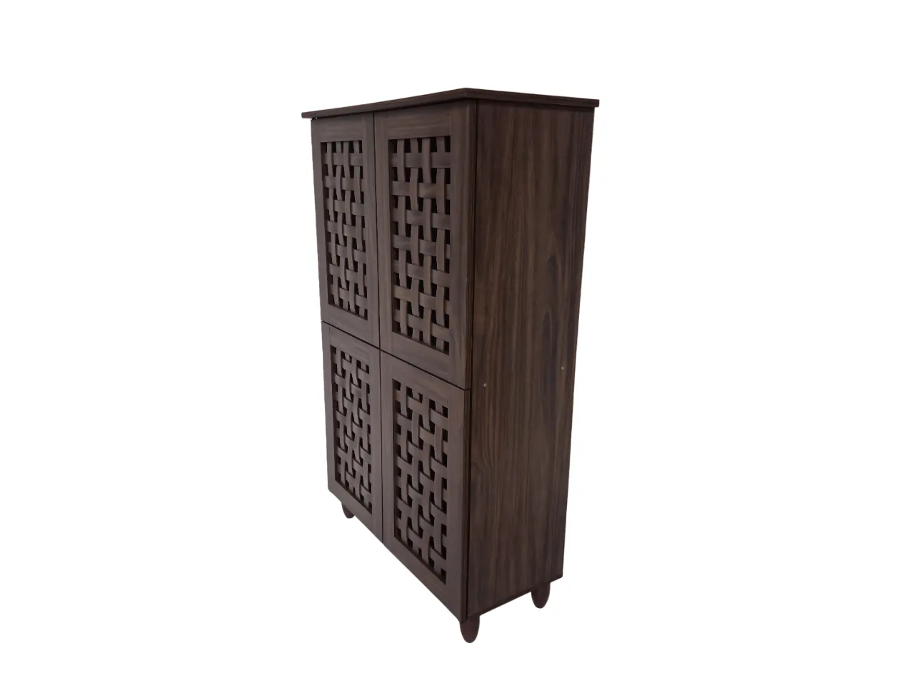 Neste 4 Door Shoe Rack in Walnut Colour