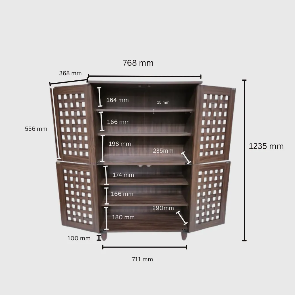 Neste 4 Door Shoe Rack in Walnut Colour