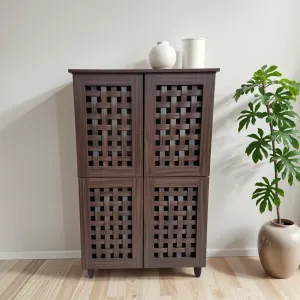 Neste 4 Door Shoe Rack in Walnut Colour