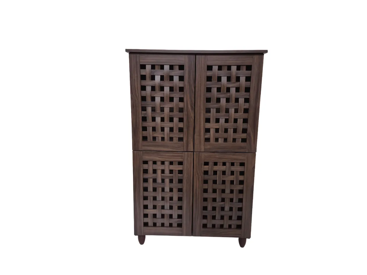 Neste 4 Door Shoe Rack in Walnut Colour