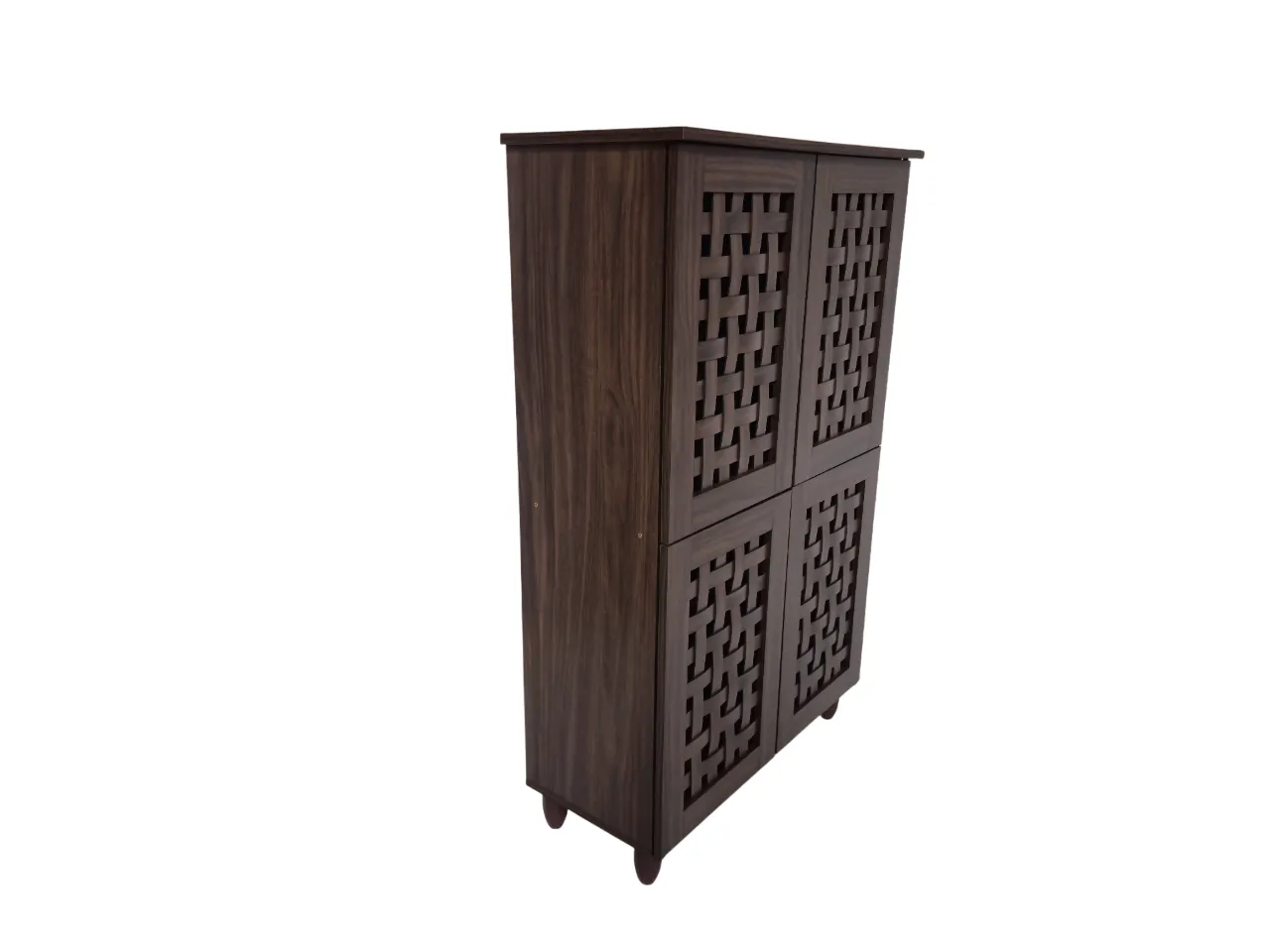 Neste 4 Door Shoe Rack in Walnut Colour