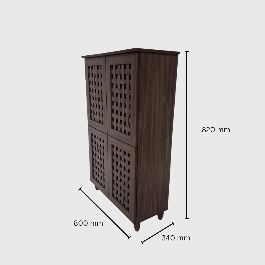 Neste 4 Door Shoe Rack in Walnut Colour