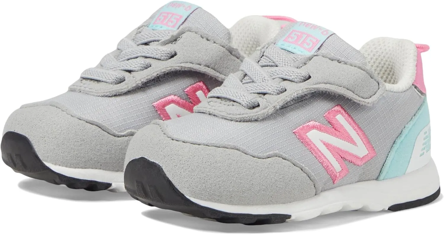 New Balance Baby 515 V1 New-B Hook & Loop Sneaker, Rain Cloud/Reflection/Signal Pink, 3 US Unisex Infant