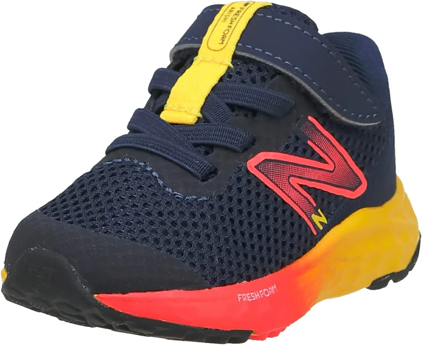 New Balance baby boys Fresh Foam Arishi V4 Hook and Loop Running Shoe, Team Navy/Electric Red/Egg Yolk, 5.5 Toddler US