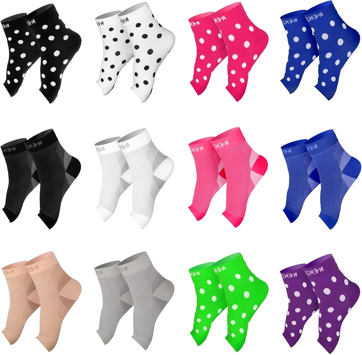 NEWZILL Plantar Fasciitis Socks with Arch Support, BEST 24/7 Foot Care Compression Sleeve, Eases Swelling & Heel Spurs, Ankle Brace Support, Increases Circulation (XXL, Black/White/Gray)