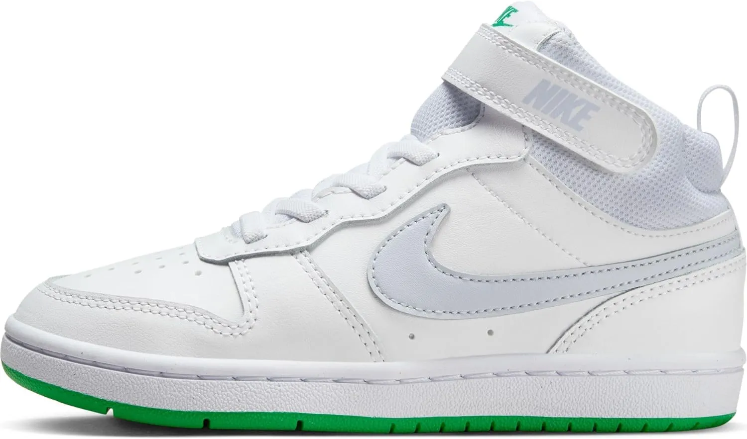 Nike Court Borough Mid 2 Little Kids' Shoes (CD7783-115, White/Stadium Green/Football Grey) Size 11