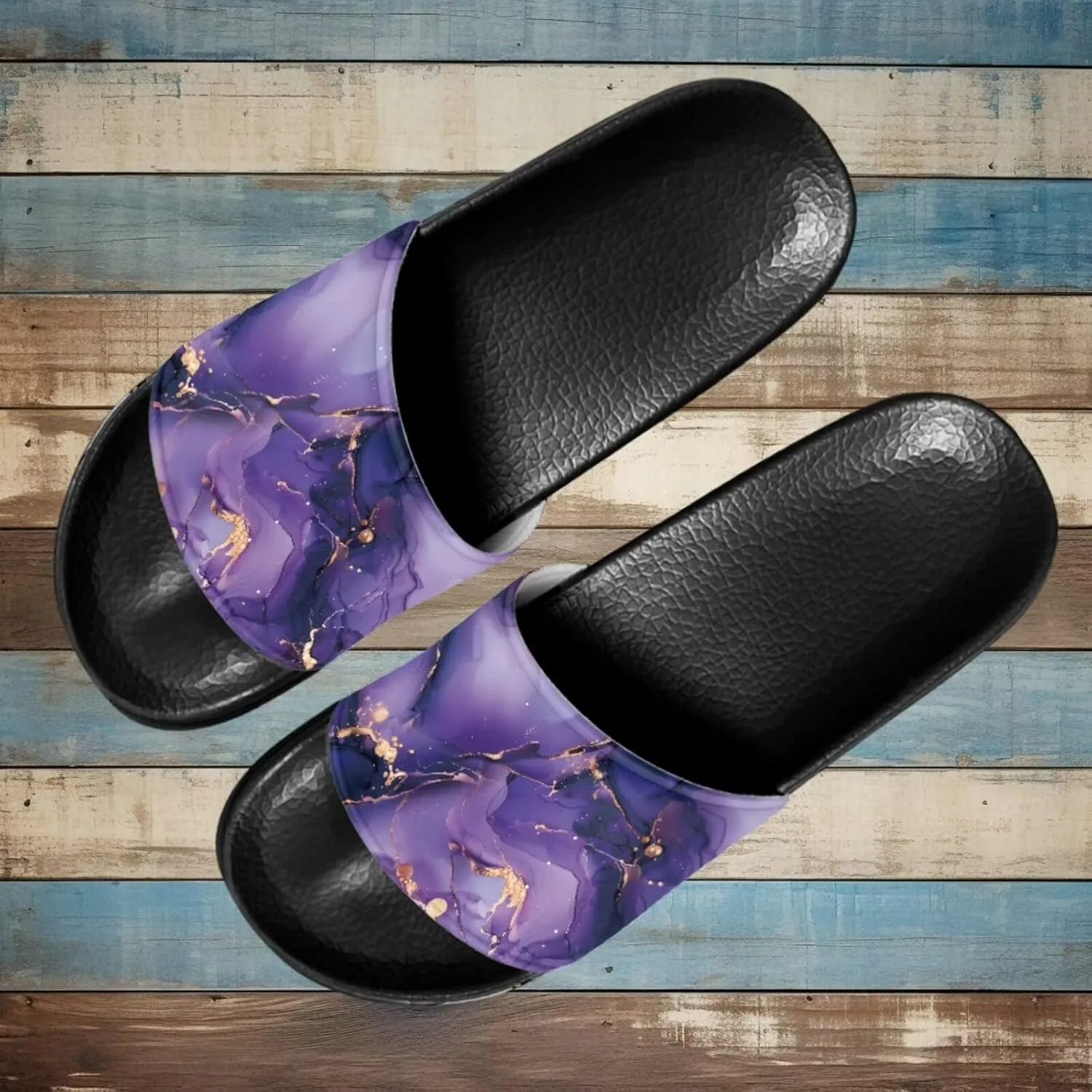 Non Slip Slide Sandals for Women Men, Open Toe House Comfy Flat Slides Slipper for Bathroom Beach