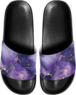 Non Slip Slide Sandals for Women Men, Open Toe House Comfy Flat Slides Slipper for Bathroom Beach