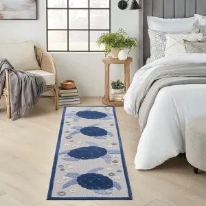 Nourison Aloha Indoor/Outdoor Navy Blue 2' x 6' Area Rug, Easy Cleaning, Non Shedding, Bed Room, Living Room, Dining Room, Backyard, Deck, Patio, High-Traffic Areas (2x6)