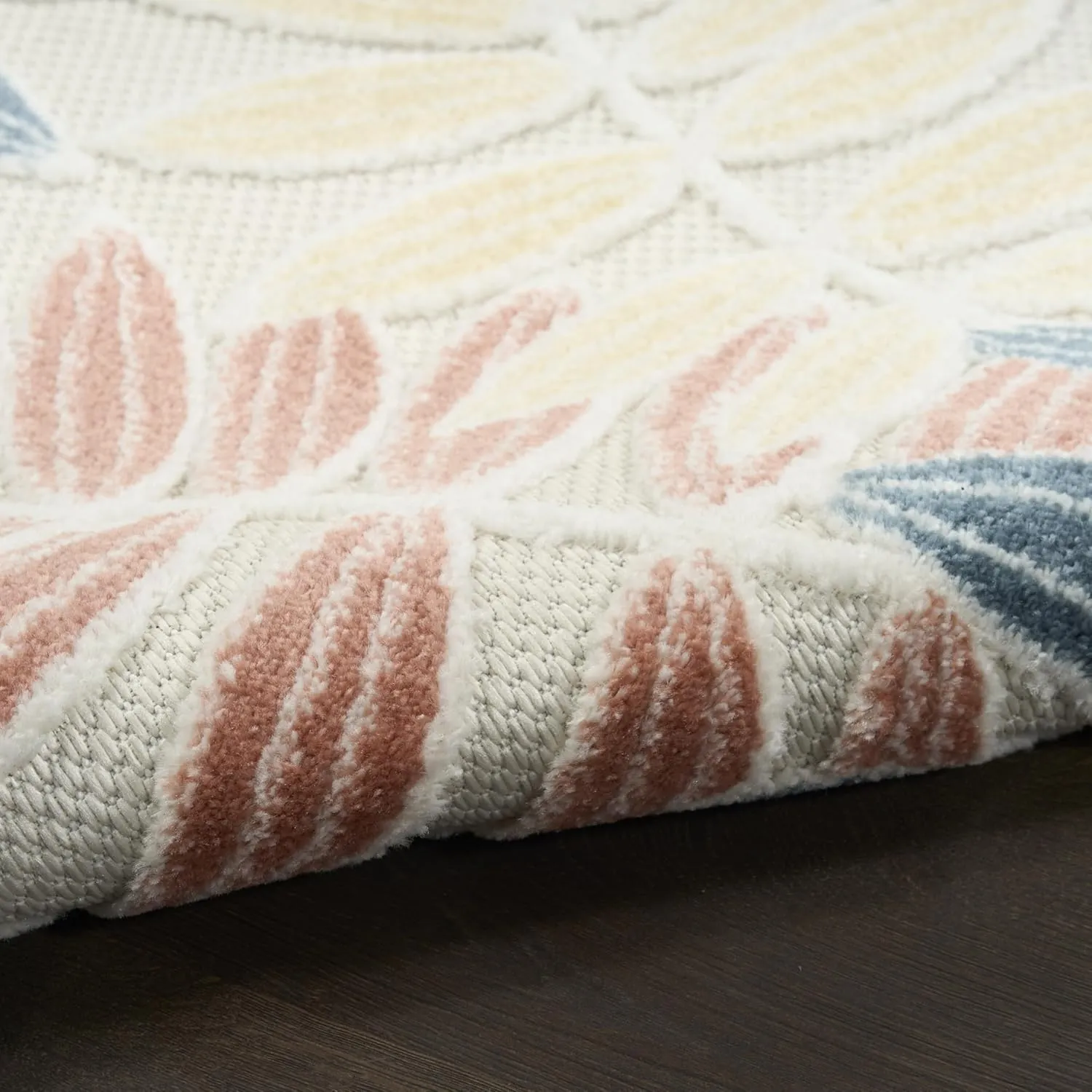 Nourison Aloha Ivory Blue 2'8" x 4' Area Rug - Easy Clean, Non Shedding, Bed Room, Living Room, Dining Room, Kitchen (3' x 4')