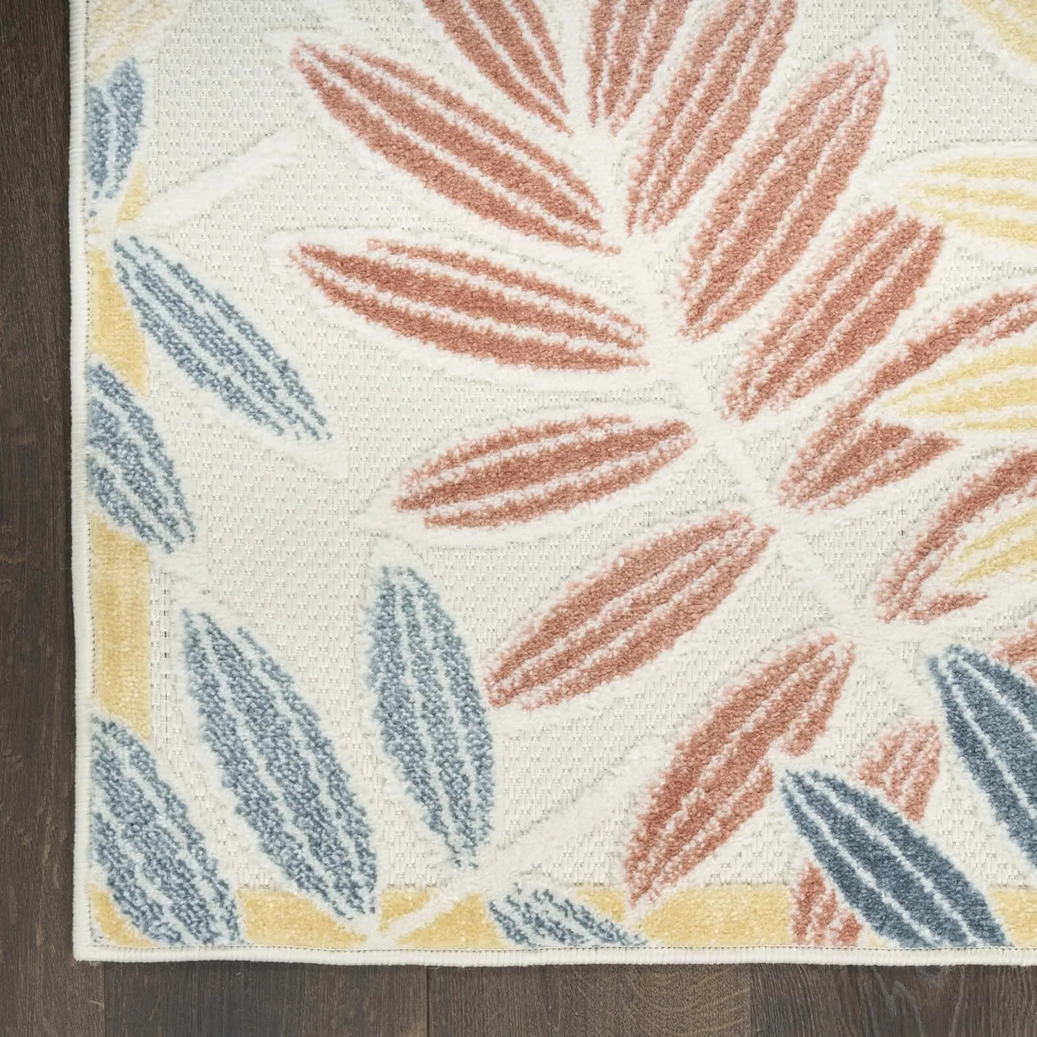 Nourison Aloha Ivory Blue 2'8" x 4' Area Rug - Easy Clean, Non Shedding, Bed Room, Living Room, Dining Room, Kitchen (3' x 4')