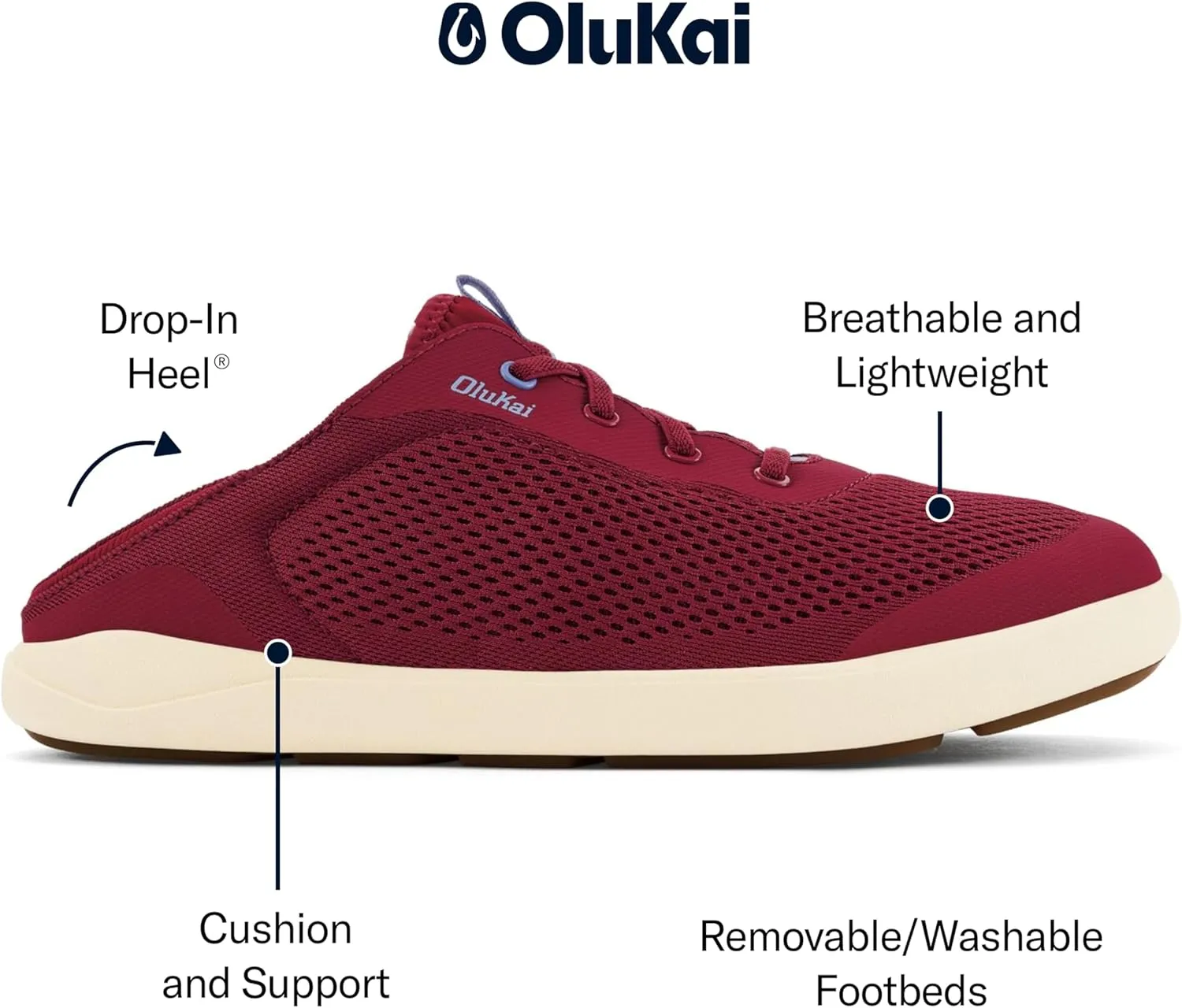 OLUKAI Moku Pae Men's Boat Shoes, Water Resistant & Breathable Mesh, Easy Slip On Design, Quick-Drying & Enhanced Traction
