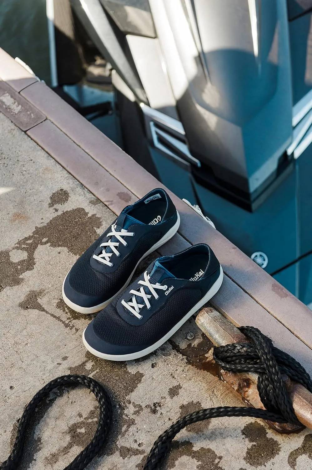 OLUKAI Moku Pae Men's Boat Shoes, Water Resistant & Breathable Mesh, Easy Slip On Design, Quick-Drying & Enhanced Traction