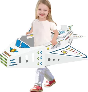 Olympe Cardboard Airplane for Kids - DIY Playhouse & Coloring Activity | Large Pretend Play Vehicle - Recyclable & Eco-Friendly | Great Gift for Boys & Girls Ages 3-8