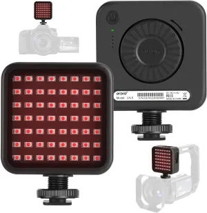 Ordro LN-5 Mini IR Night Vision Light Infrared Photography Light for Video Camera Camcorder Built-in Rechargeable Battery with 3 Cold Shoe Mount for Vlog YouTube Video Recording