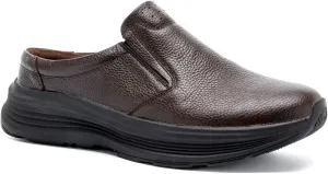 OrthoComfoot Men's Orthopedic Leather Dress Walking Shoes: Comfortable Arch Support Slip-Ons Loafers for Plantar Fasciitis, Casual Business Orthotic Slippers for Foot and Heel Pain Relief
