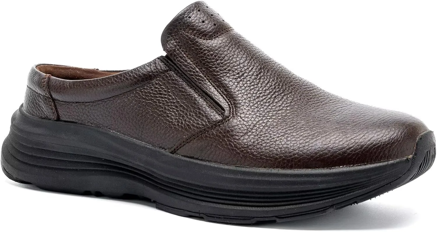 OrthoComfoot Men's Orthopedic Leather Dress Walking Shoes: Comfortable Arch Support Slip-Ons Loafers for Plantar Fasciitis, Casual Business Orthotic Slippers for Foot and Heel Pain Relief