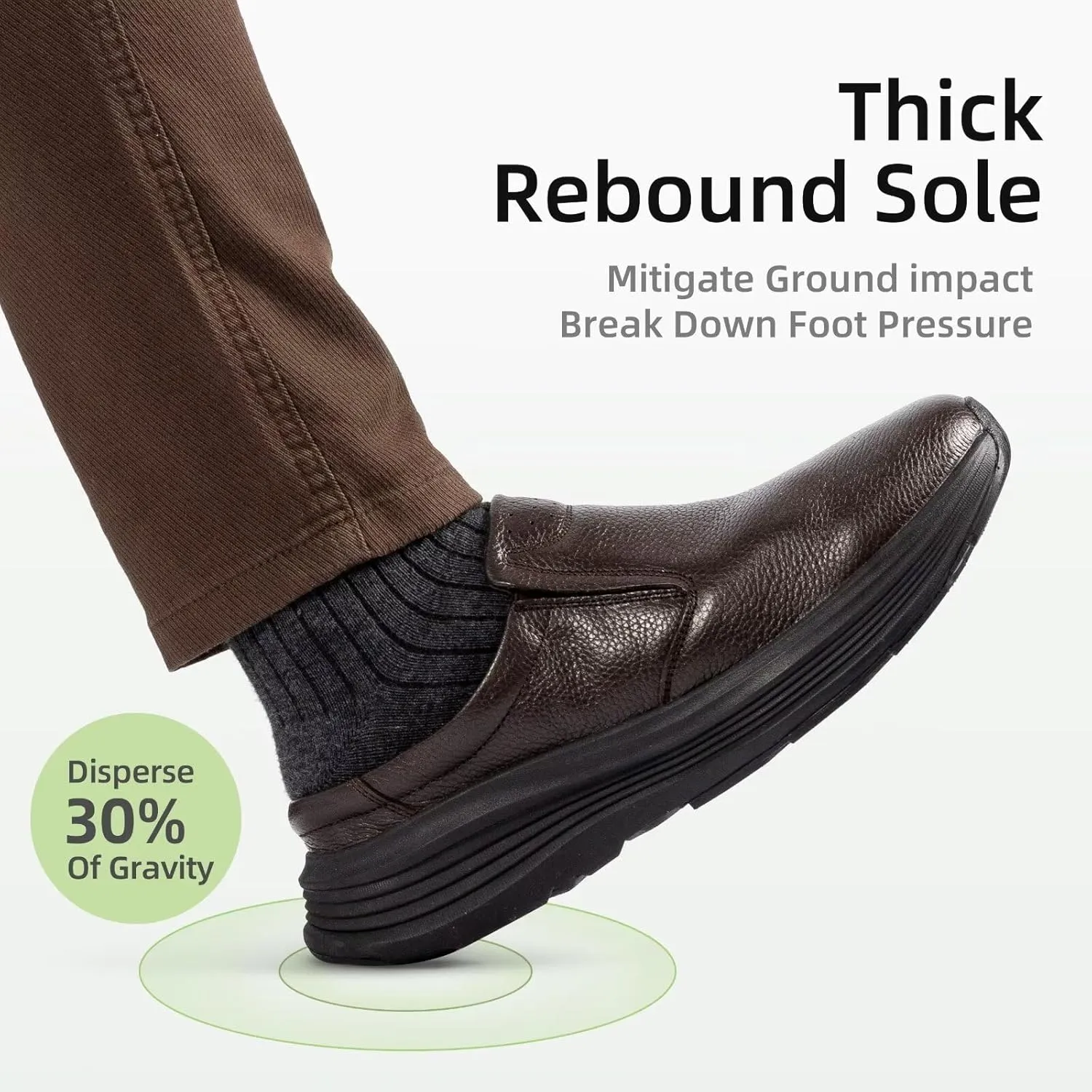 OrthoComfoot Men's Orthopedic Leather Dress Walking Shoes: Comfortable Arch Support Slip-Ons Loafers for Plantar Fasciitis, Casual Business Orthotic Slippers for Foot and Heel Pain Relief