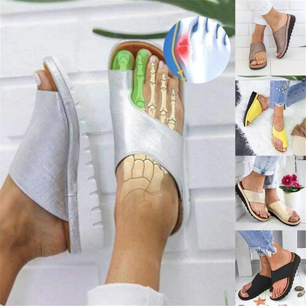 Orthopedic Bunion Corrector Sandals,Comfy Platform Flat Bunion Sandals Sole PU Leather Shoes for Women (Leopard,8)