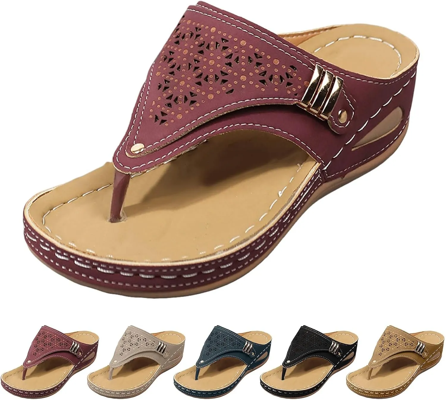 Orthopedic Sandals for Women, Women Summer Comfortable Sandals Arch Support Wedge Sandals 2025 Flip Flops Sandals