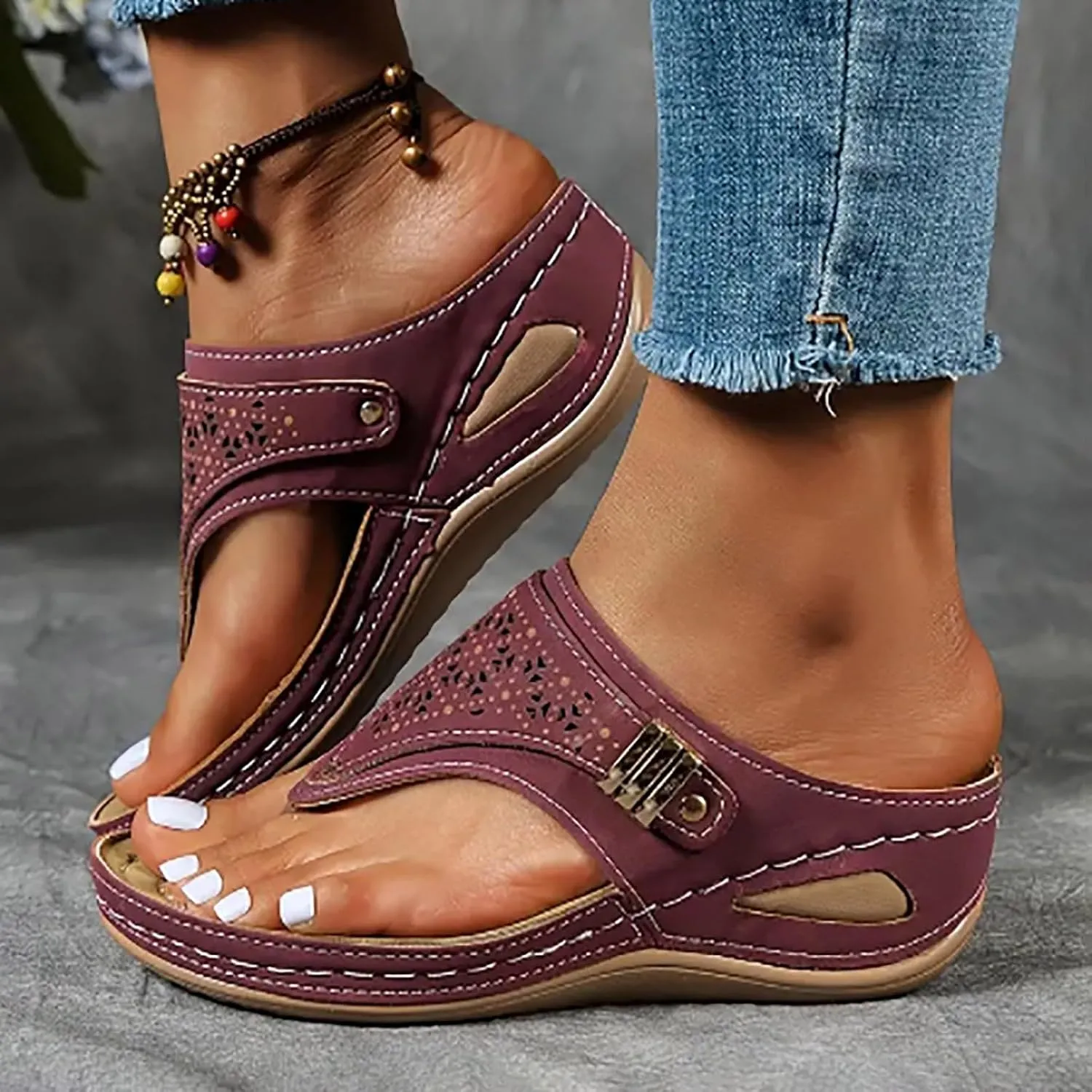 Orthopedic Sandals for Women, Women Summer Comfortable Sandals Arch Support Wedge Sandals 2025 Flip Flops Sandals