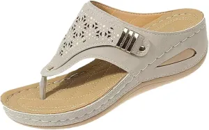 Orthopedic Wedge Flip Flops Women Summer Dressy Flat Open Toe Platform Sandals with Arch Support Silppers Comfortable Slip on Sandals Beach Sandals Dress Shoes Vacation Slippers