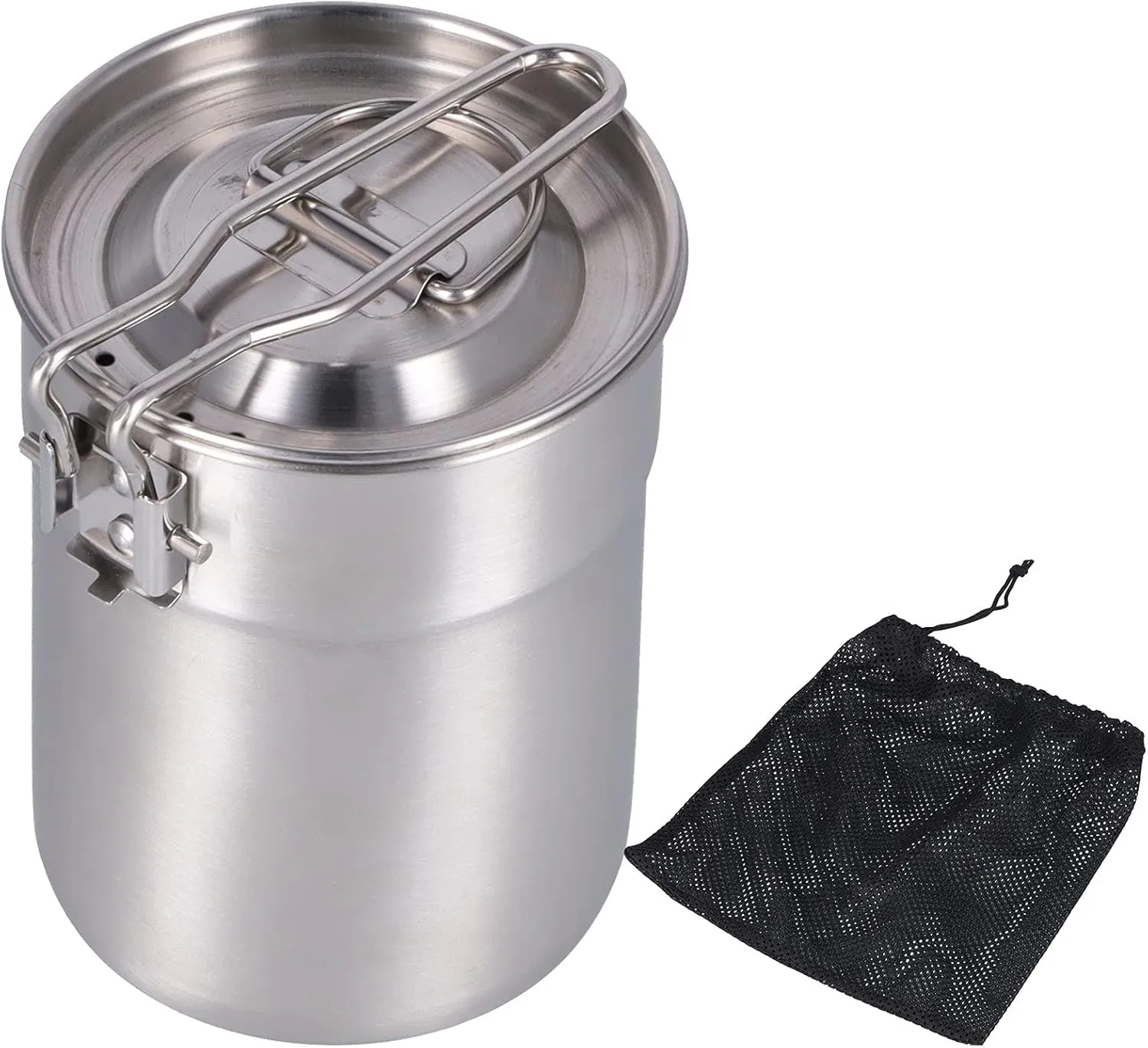 Outdoor Coffee Maker Cup 1L Camping Cooking Pot with Foldable Handle Lid Ideal for Hiking Outdoor Adventures Includes Mesh for Easy Carrying Functional,