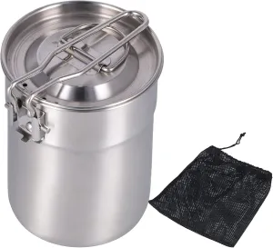 Outdoor Coffee Maker Cup 1L Camping Cooking Pot with Foldable Handle Lid Ideal for Hiking Outdoor Adventures Includes Mesh for Easy Carrying Functional,