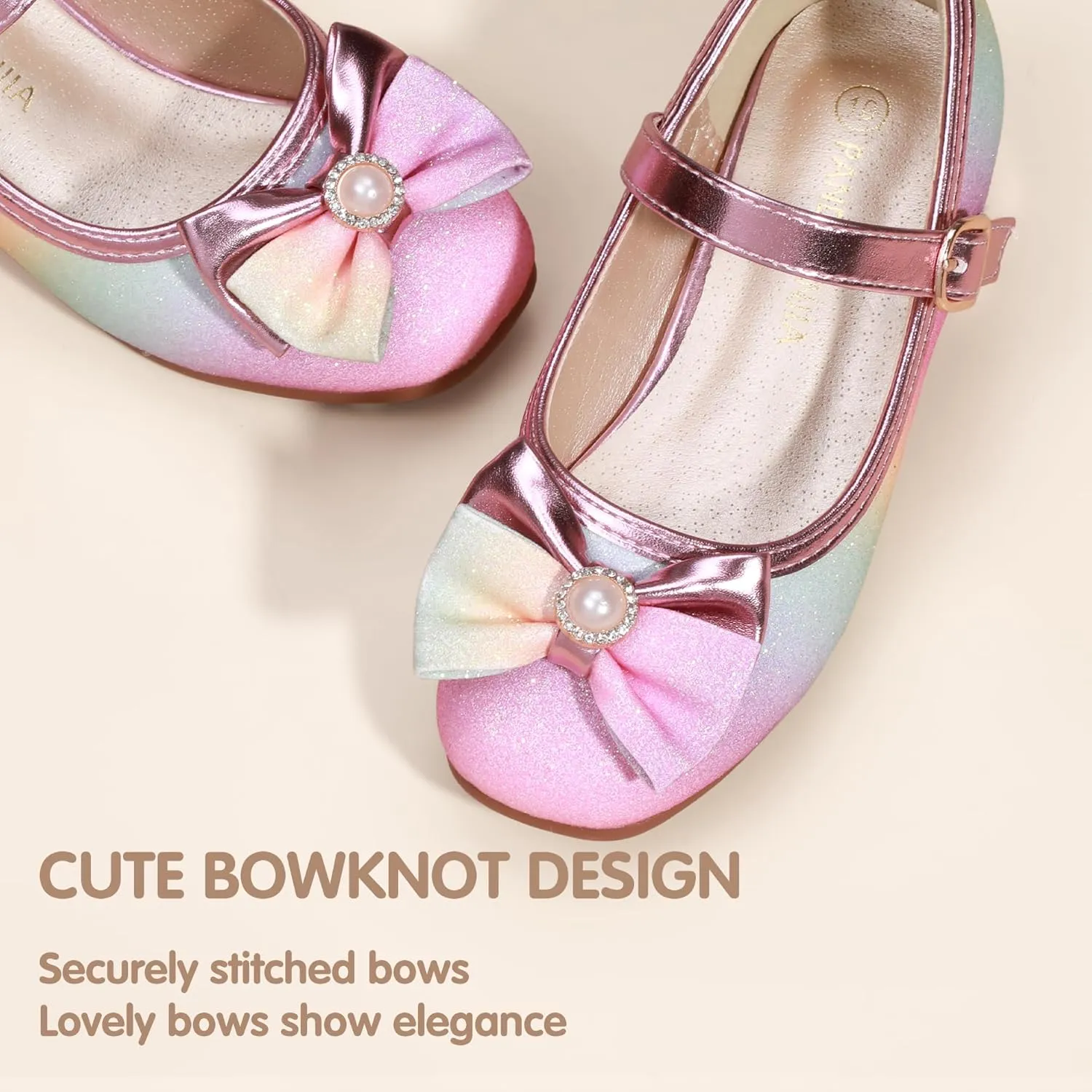 PANDANINJIA Girls Dress Shoes Toddler Little Big Kid Chunky Heels Wedding Party School PNEMY Flower Girl Shoes