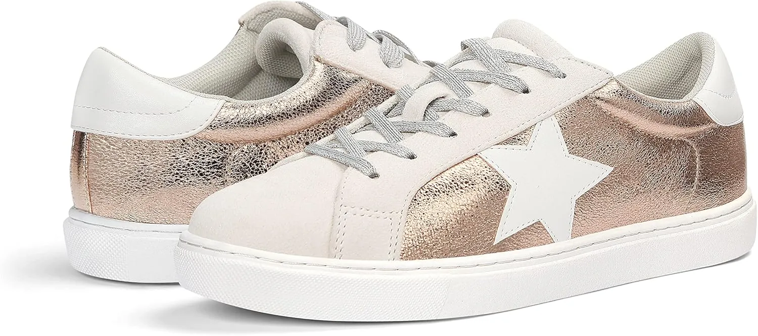 PARTY Women's Fashion Star Sneaker Lace Up Low Top Comfortable Cushioned Walking Shoes
