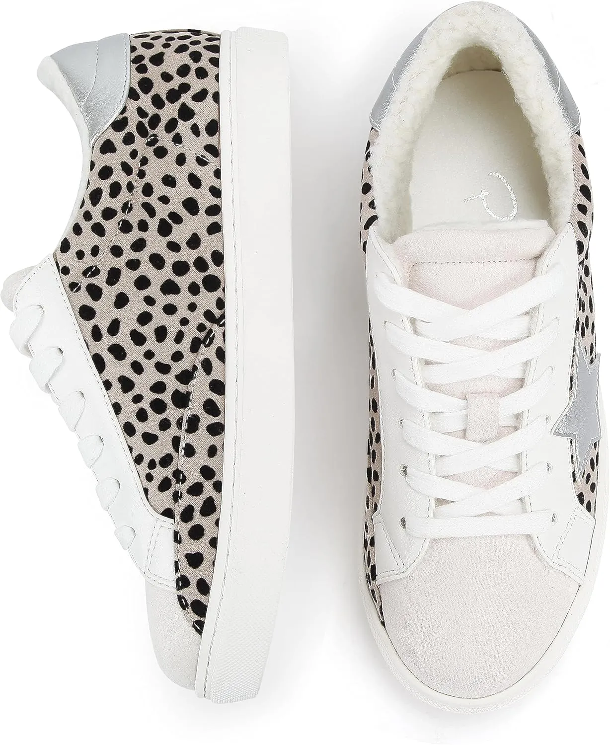 PARTY Women's Fashion Star Sneaker Lace Up Low Top Comfortable Cushioned Walking Shoes