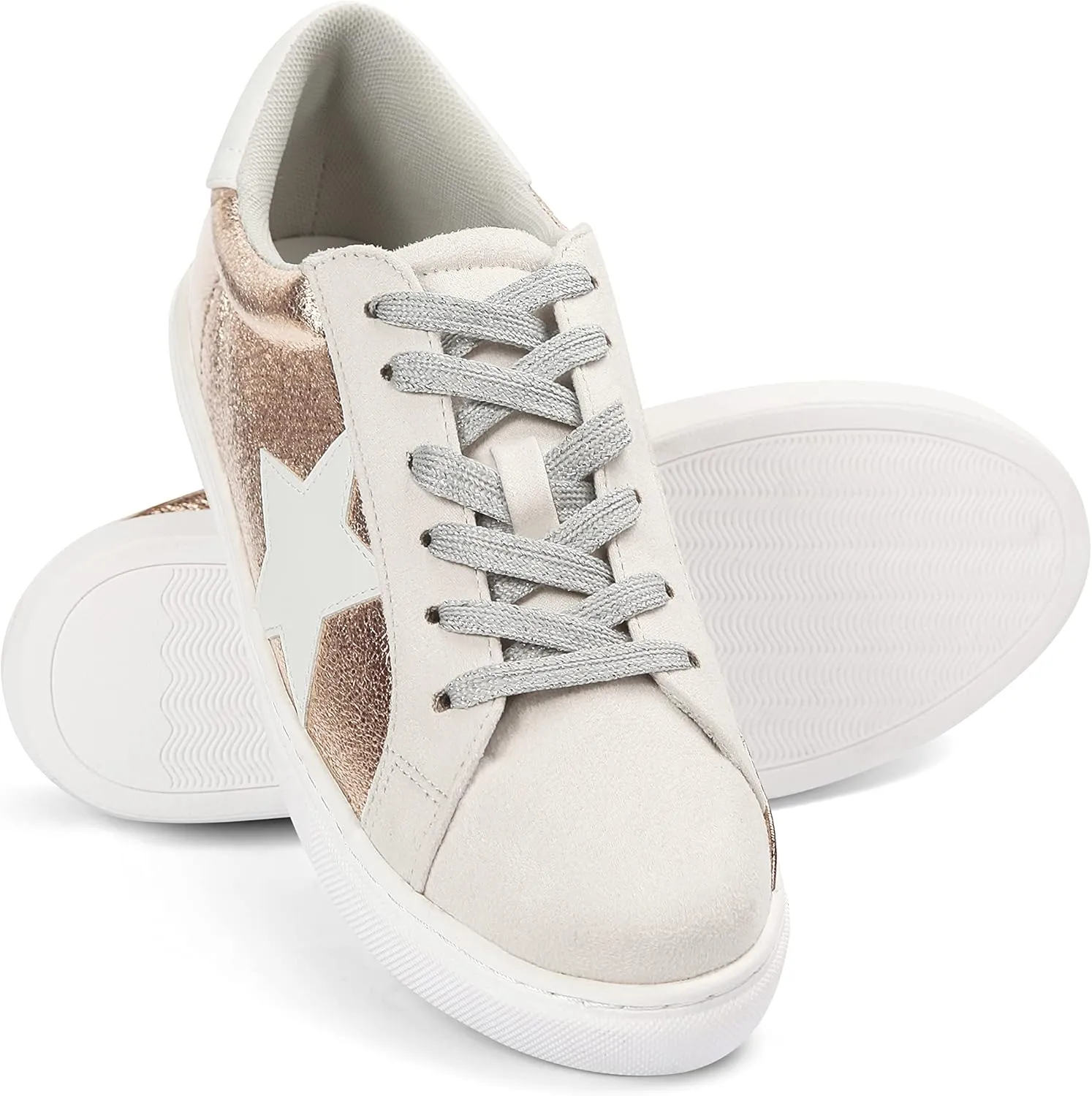 PARTY Women's Fashion Star Sneaker Lace Up Low Top Comfortable Cushioned Walking Shoes