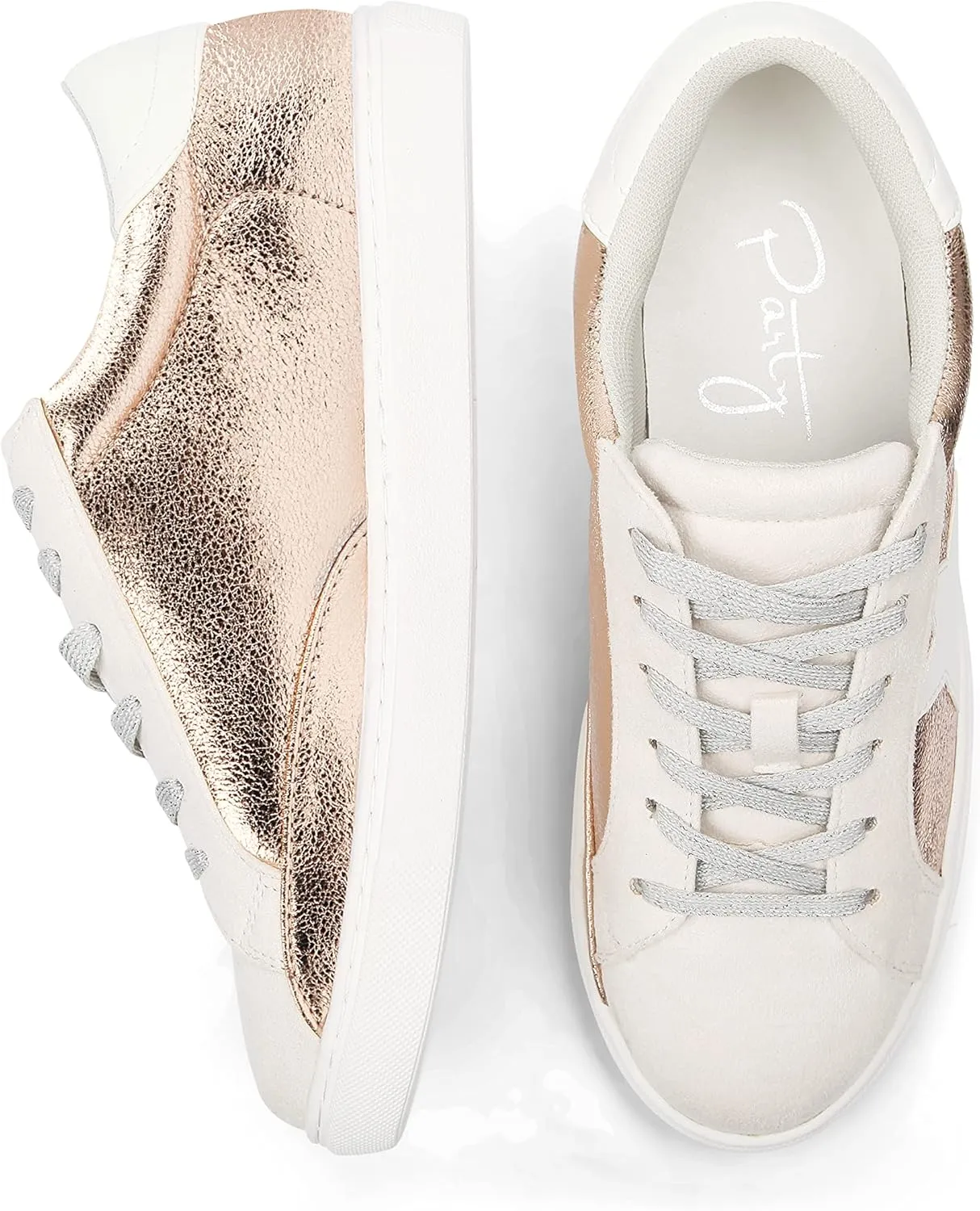 PARTY Women's Fashion Star Sneaker Lace Up Low Top Comfortable Cushioned Walking Shoes
