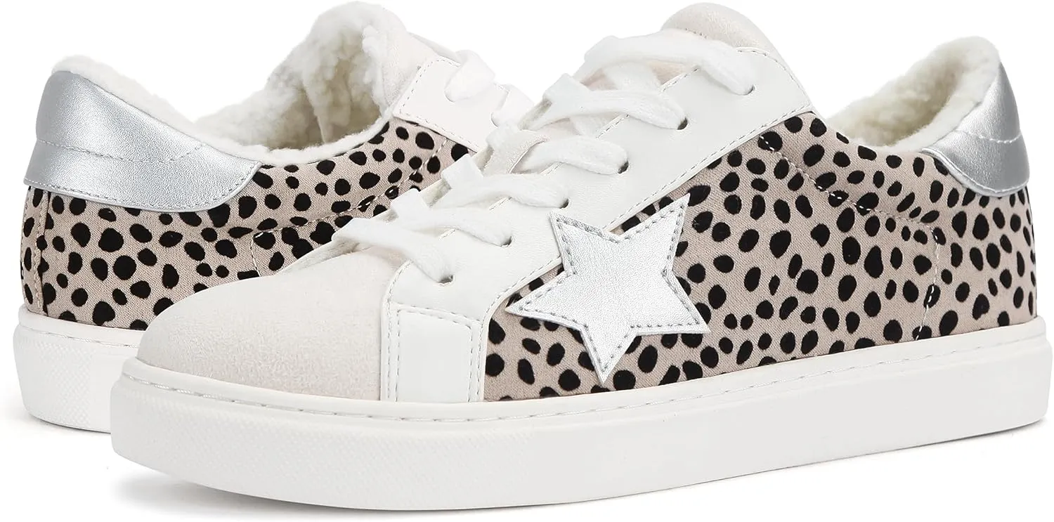 PARTY Women's Fashion Star Sneaker Lace Up Low Top Comfortable Cushioned Walking Shoes